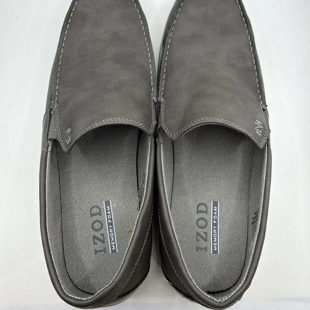 Izod Mens Seapoint Gray Sneaker Slip On Boat Beach Shoe Memory Foam. New Size 12